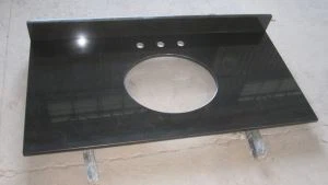 절대 검은 화강암 Undermount 단일 싱크 욕실 세 면 대 상판