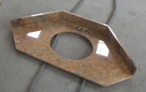 옐로우 화강암 마두 라 골드 욕실 코너 세면대 탑스