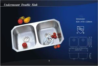 스퀘어 언더 마운트 더블 보울 스테인레스 스틸 주방 싱크 (802)