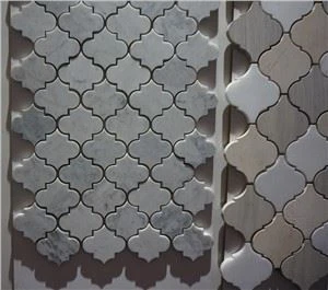 화이트 카라라 대리석 아라베스크 모자이크 타일 광택